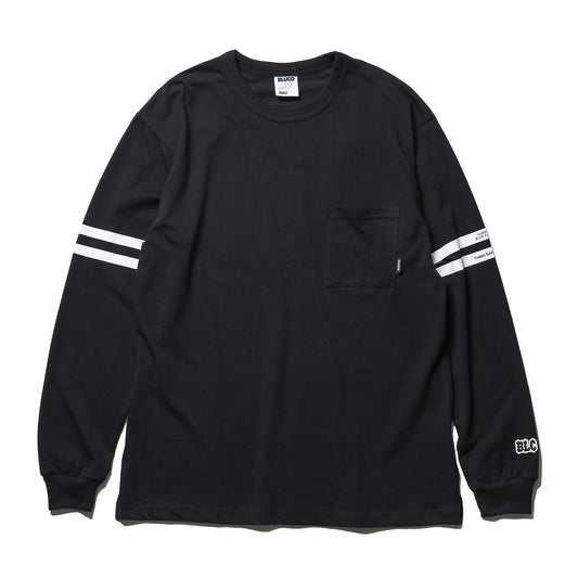 BLUCO / DRY COTTON POCKET L/S TEE -LINE- (BLACK)
