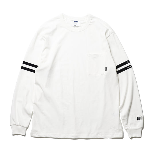 BLUCO / DRY COTTON POCKET L/S TEE -LINE- (WHITE)