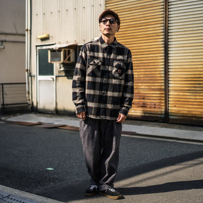 BRIXTON / BOWERY HEAVY WEIGHT FLANNEL (BLACK/CREAM)