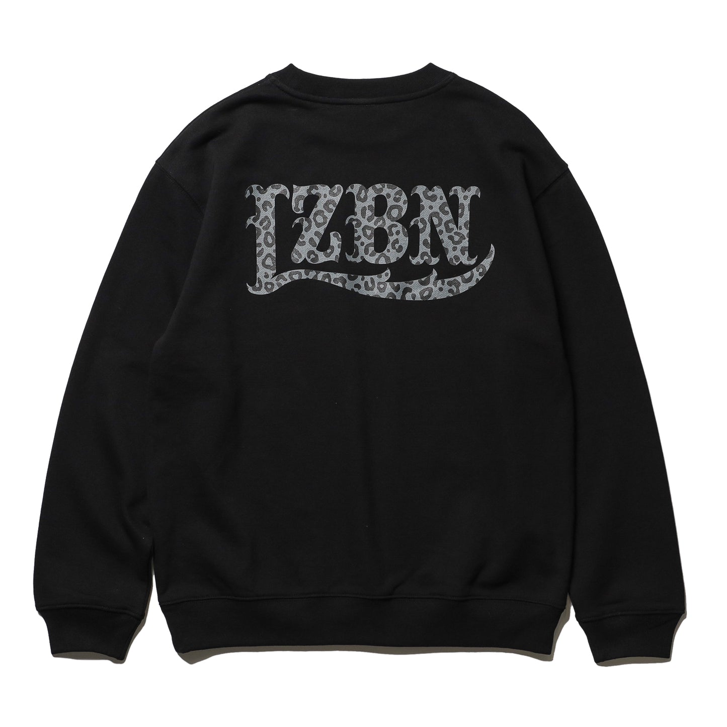LZBN / MONO LEOPARD LZBN LOGO LIGHTWEIGHT CREWNECK SWEAT (BLACK)