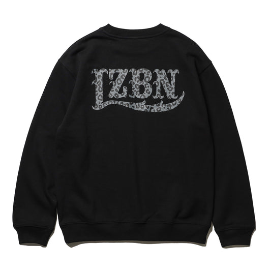 LZBN / MONO LEOPARD LZBN LOGO LIGHTWEIGHT CREWNECK SWEAT (BLACK)