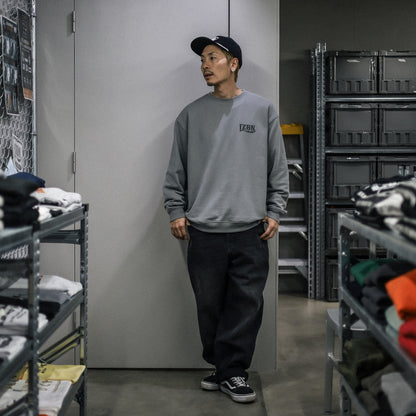 LZBN / MONO LEOPARD LZBN LOGO LIGHTWEIGHT CREWNECK SWEAT (GREY)