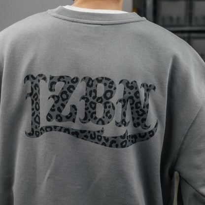 LZBN / MONO LEOPARD LZBN LOGO LIGHTWEIGHT CREWNECK SWEAT (GREY)