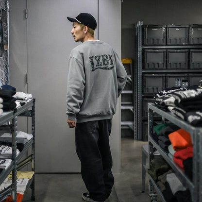 LZBN / MONO LEOPARD LZBN LOGO LIGHTWEIGHT CREWNECK SWEAT (GREY)