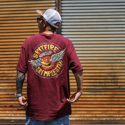 SPITFIRE X GRIMPLE STIX / FLYING GRIMPLE TEE (BURGUNDY)