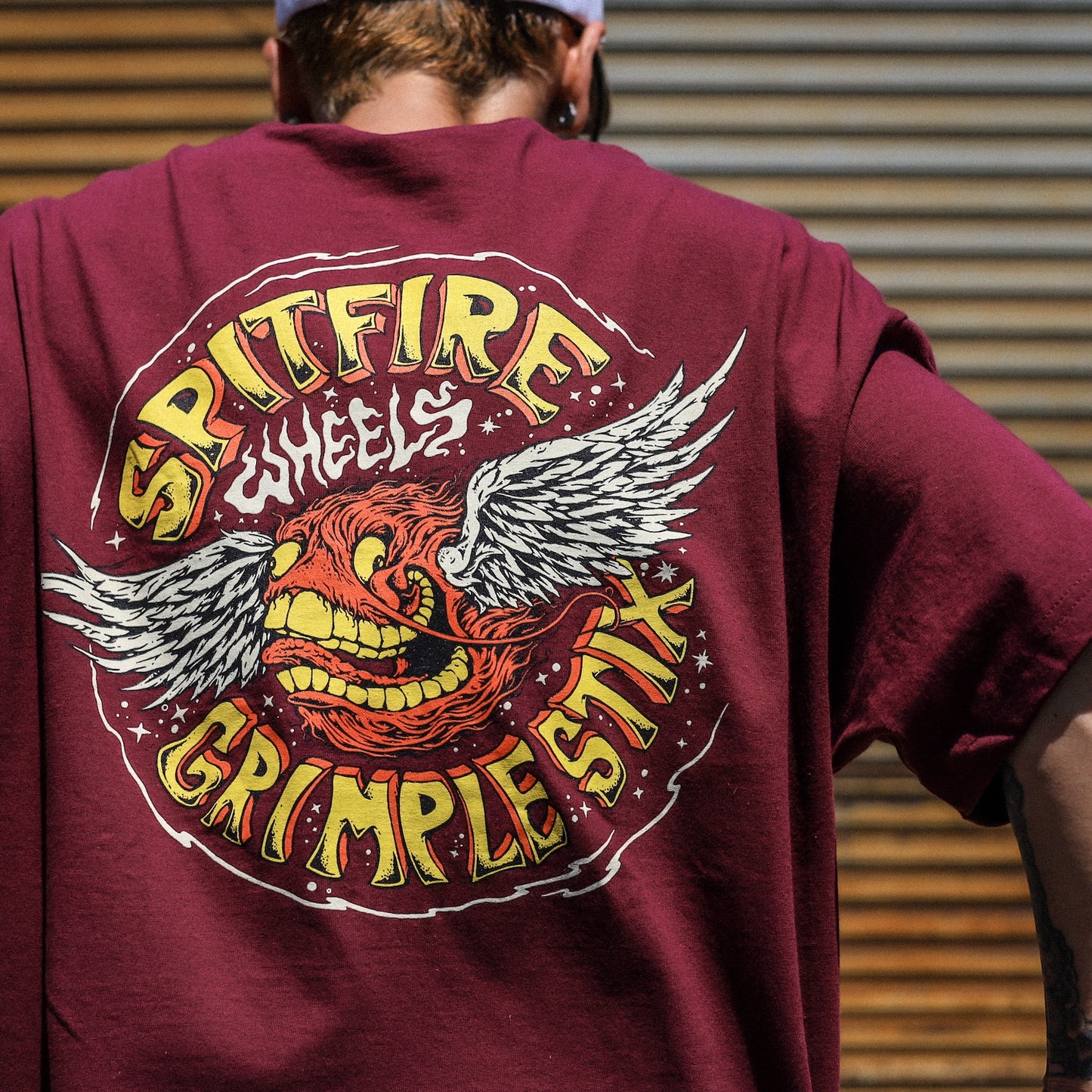 SPITFIRE X GRIMPLE STIX / FLYING GRIMPLE TEE (BURGUNDY)