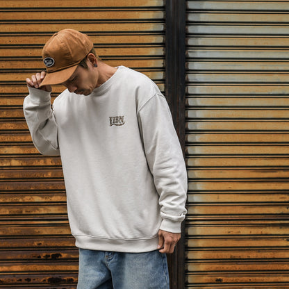 LZBN / MONO LEOPARD LZBN LOGO LIGHTWEIGHT CREWNECK SWEAT (GREIGE)