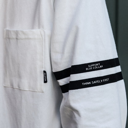 BLUCO / DRY COTTON POCKET L/S TEE -LINE- (WHITE)