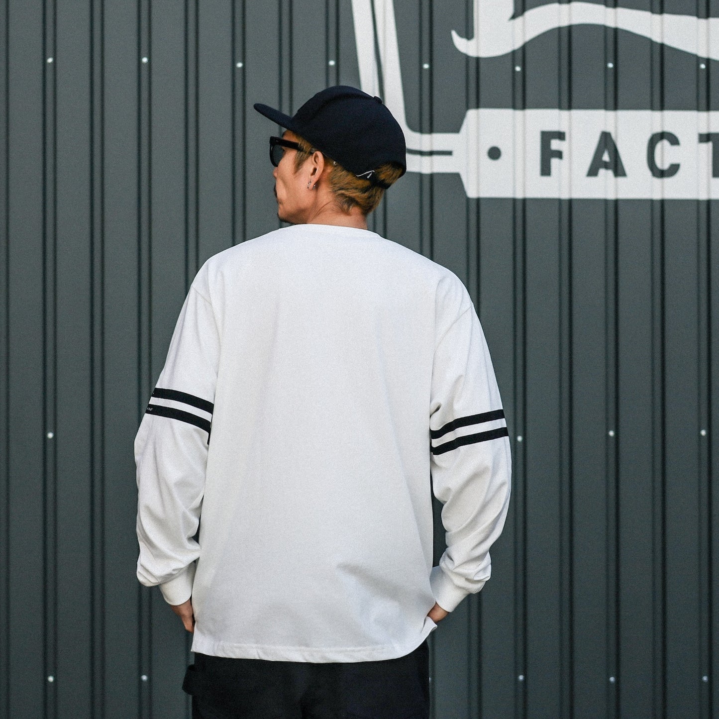 BLUCO / DRY COTTON POCKET L/S TEE -LINE- (WHITE)