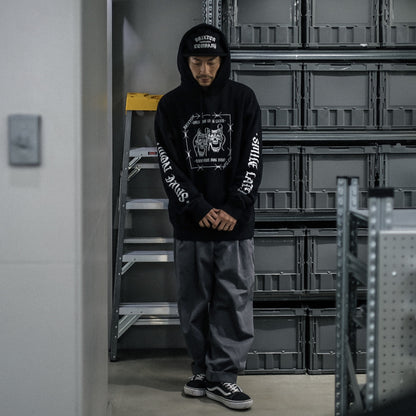 BRIXTON / SMILE ALWAYS RELAXED HOODIE (BLACK WORN WASH)