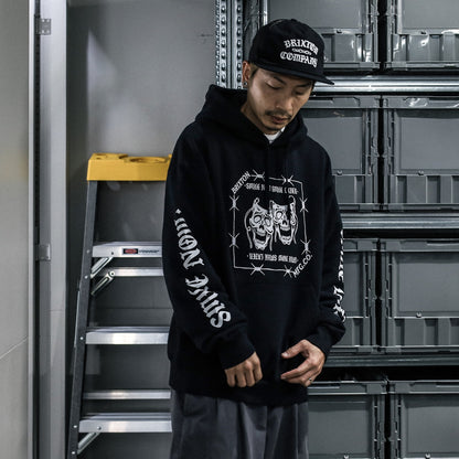 BRIXTON / SMILE ALWAYS RELAXED HOODIE (BLACK WORN WASH)