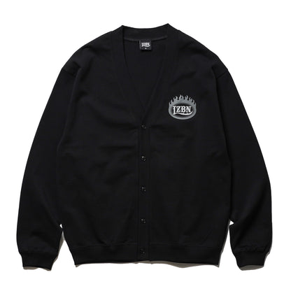 LZBN / FLAME OVAL LOGO JERSEY CARDIGAN (BLACK)