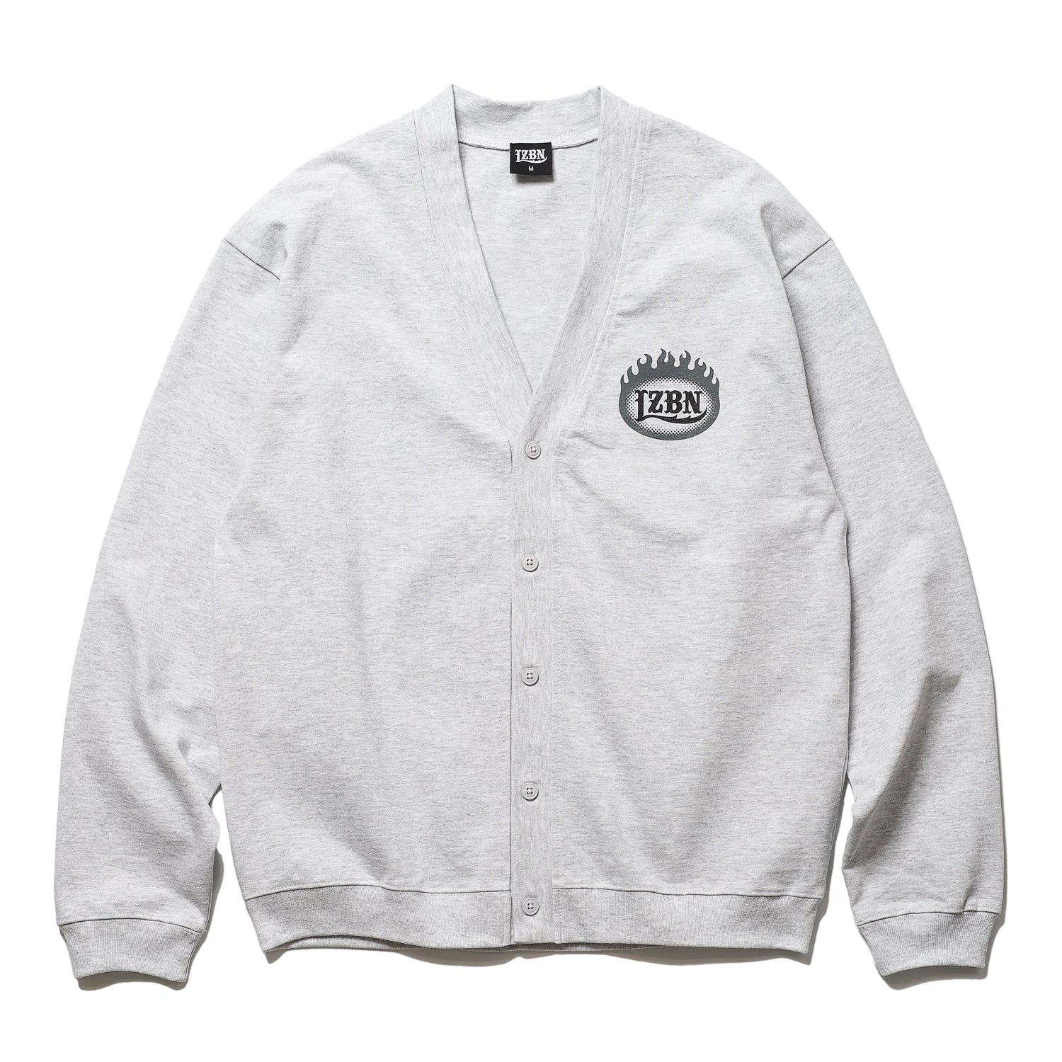 LZBN / FLAME OVAL LOGO JERSEY CARDIGAN (ASH) – Feelin'