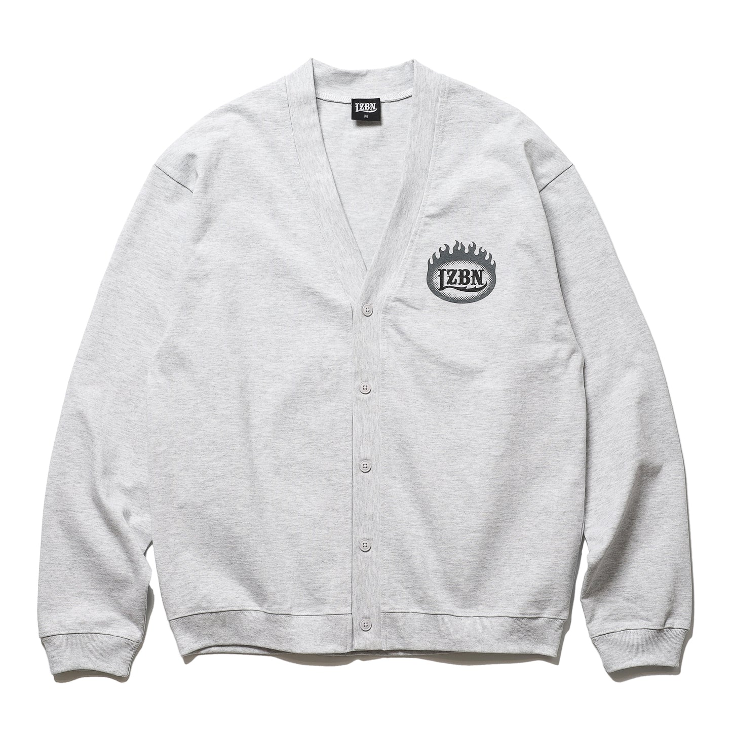 LZBN / FLAME OVAL LOGO JERSEY CARDIGAN (ASH)