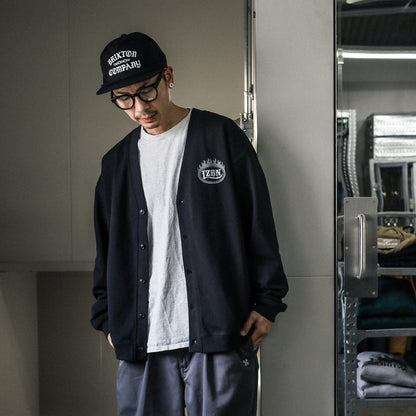 LZBN / FLAME OVAL LOGO JERSEY CARDIGAN (BLACK)