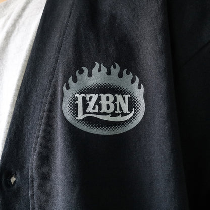 LZBN / FLAME OVAL LOGO JERSEY CARDIGAN (BLACK)