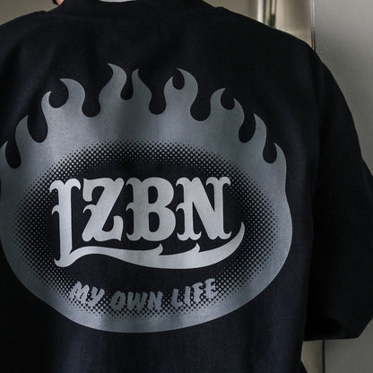 LZBN / FLAME OVAL LOGO JERSEY CARDIGAN (BLACK)