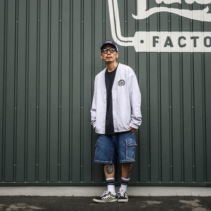 LZBN / FLAME OVAL LOGO JERSEY CARDIGAN (ASH)