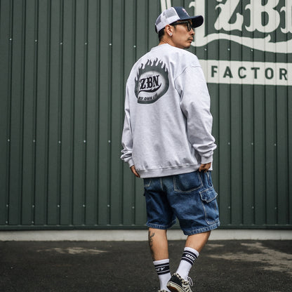 LZBN / FLAME OVAL LOGO JERSEY CARDIGAN (ASH)