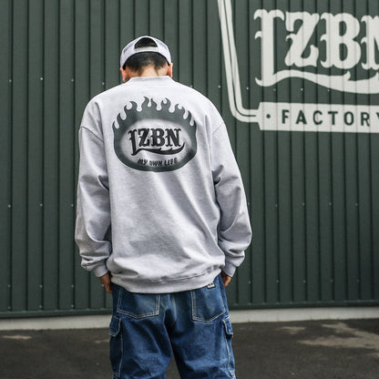 LZBN / FLAME OVAL LOGO JERSEY CARDIGAN (ASH)