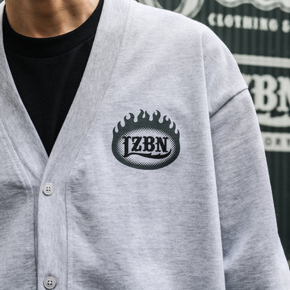 LZBN / FLAME OVAL LOGO JERSEY CARDIGAN (ASH)