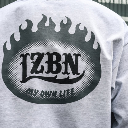 LZBN / FLAME OVAL LOGO JERSEY CARDIGAN (ASH)