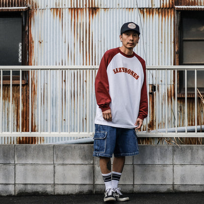 LZBN / ARCH LOGO RAGLAN L/S TEE (WHITE/BURGUNDY)