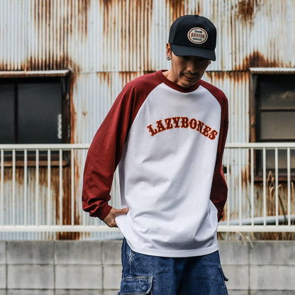 LZBN / ARCH LOGO RAGLAN L/S TEE (WHITE/BURGUNDY)