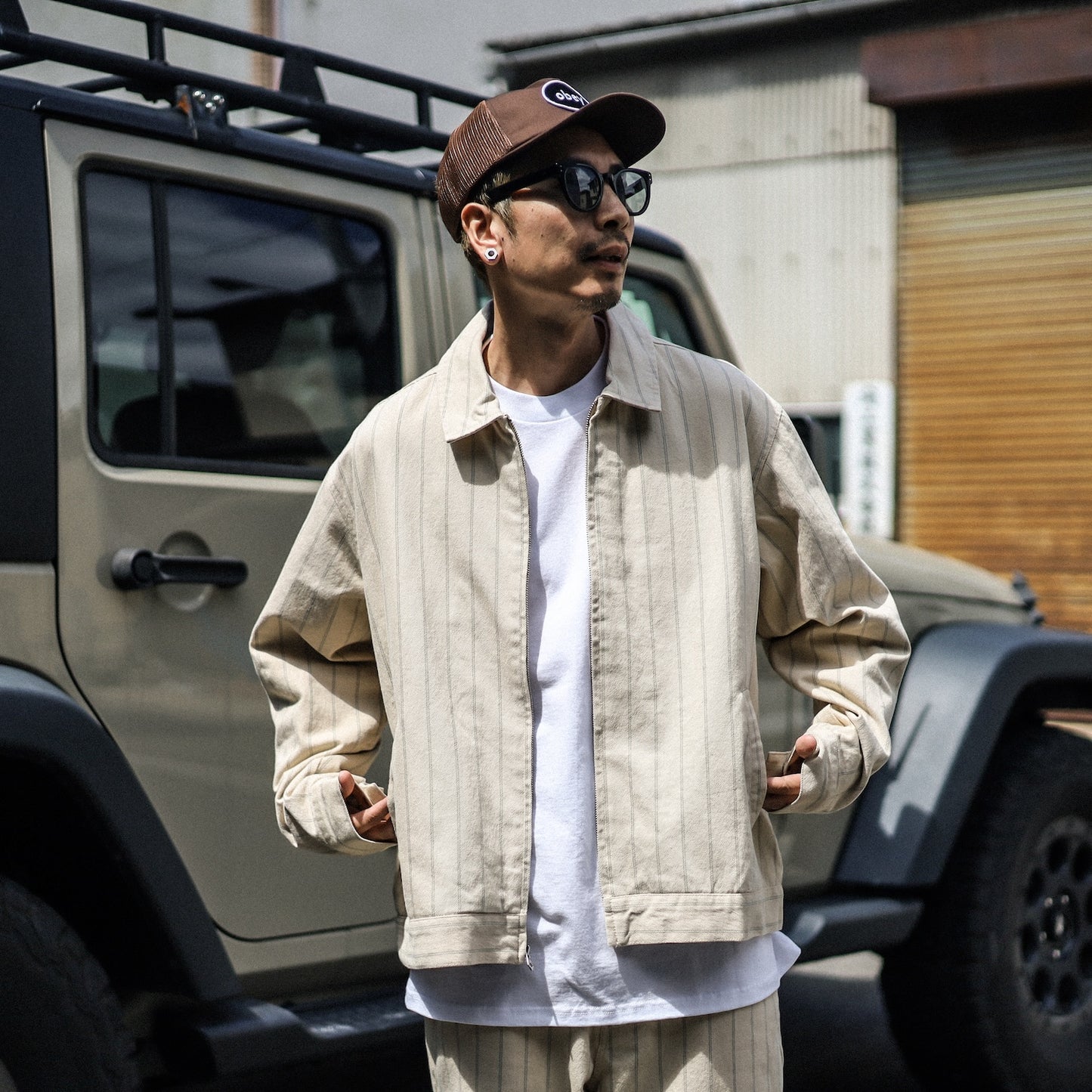 OBEY / OBEY STRIPE ZIP UP JACKET (PELICAN MULTI)