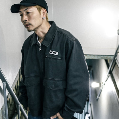 OBEY / OBEY WALTER WORK JACKET (BLACK FADED WASH)