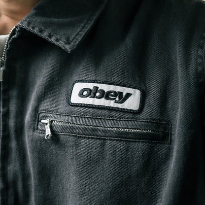 OBEY / OBEY WALTER WORK JACKET (BLACK FADED WASH)