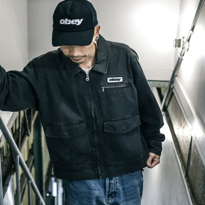 OBEY / OBEY WALTER WORK JACKET (BLACK FADED WASH)