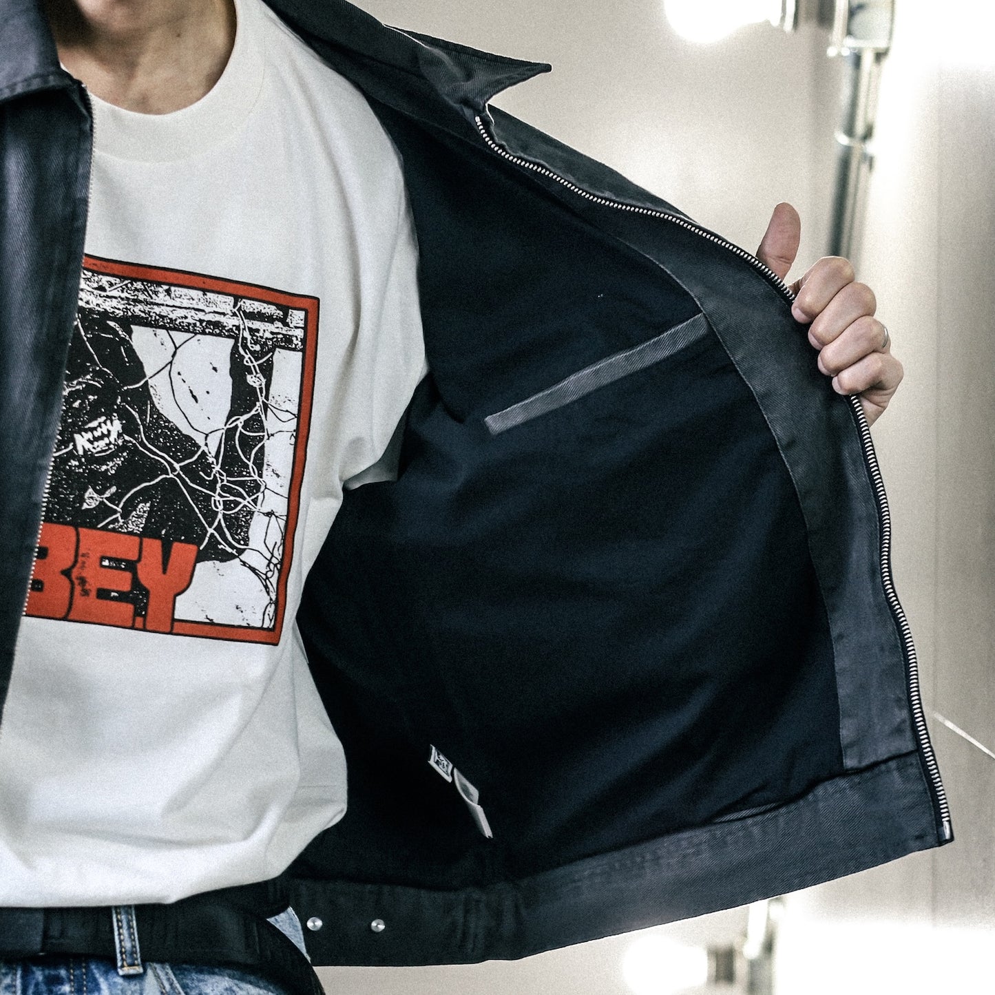 OBEY / OBEY WALTER WORK JACKET (BLACK FADED WASH)
