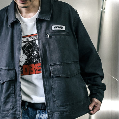 OBEY / OBEY WALTER WORK JACKET (BLACK FADED WASH)