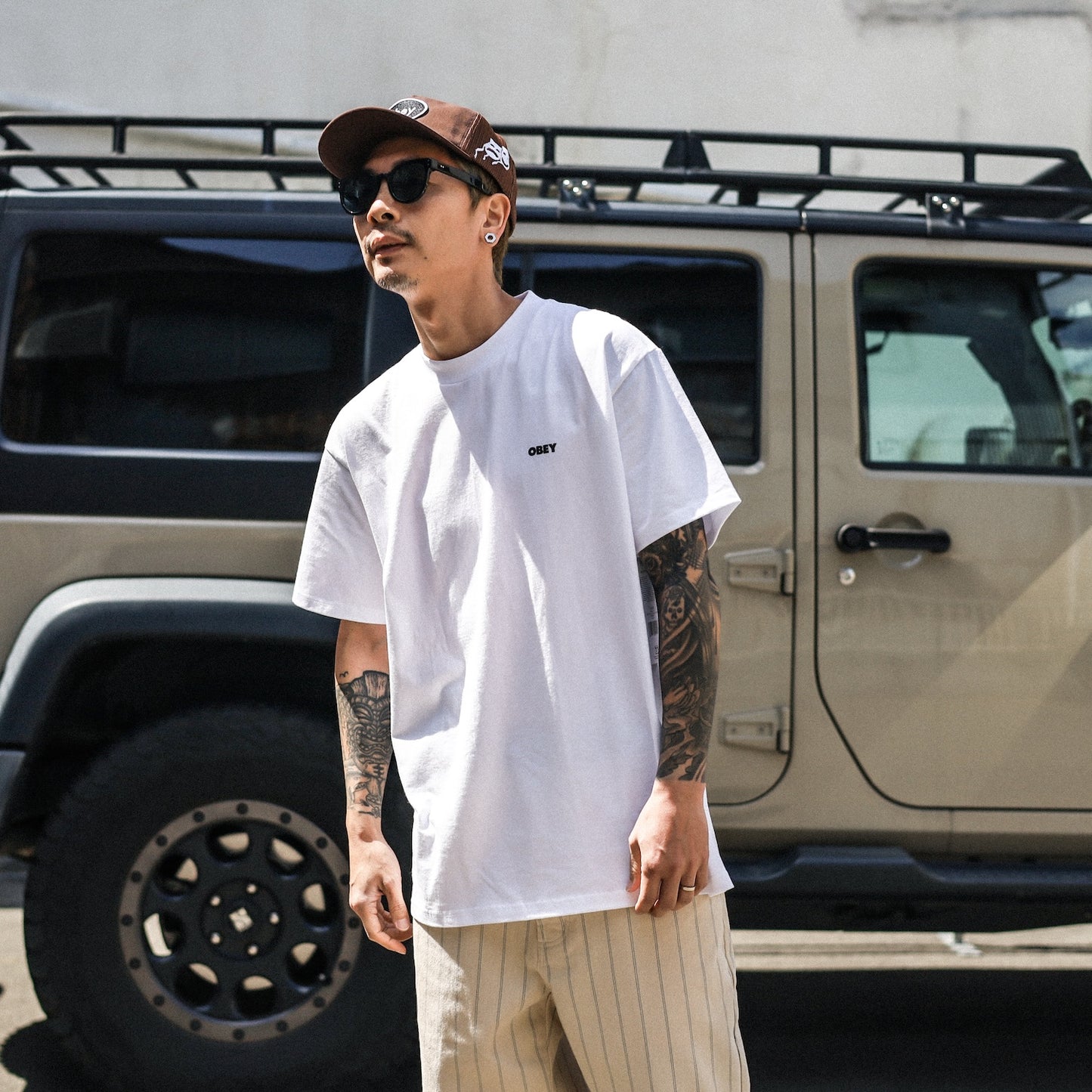 OBEY / OBEY ICON STENCIL FLAME CLASSIC TEE (WHITE)