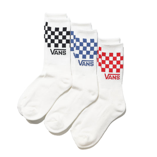 VANS / CLASSIC CHECK CREW SOCKS 3PK (WHITE)