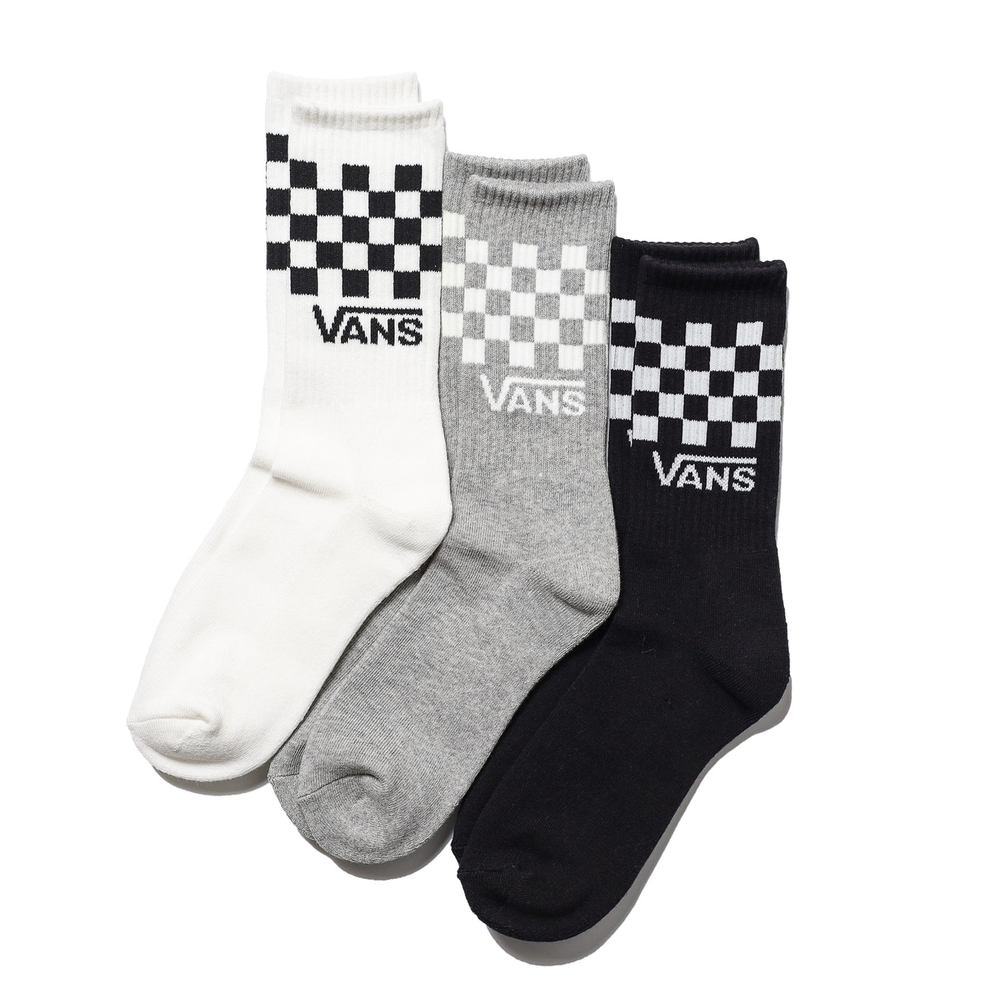 VANS / CLASSIC CHECK CREW SOCKS 3PK (BLACK/WHITE)