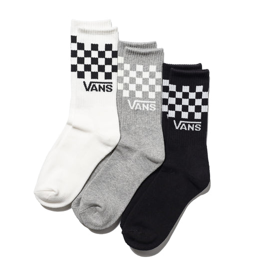 VANS / CLASSIC CHECK CREW SOCKS 3PK (BLACK/WHITE)