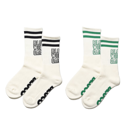 BLUCO / 2-PACK SOX -BLOCK- (WHITE/BLACK・WHITE/GREEN)