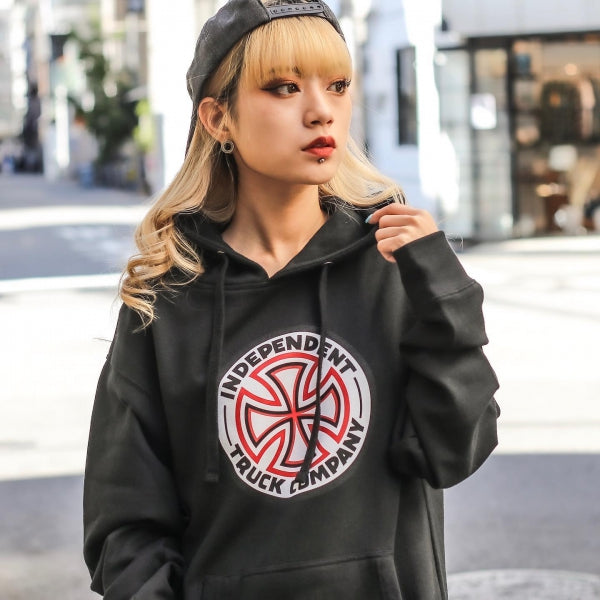 INDEPENDENT / RED/WHITE CROSS PULLOVER HOODIE (BLACK)