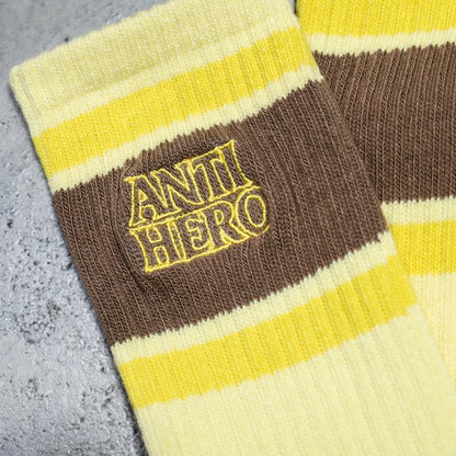 ANTIHERO / BLACK HERO OUTLINE SOCKS (CREAM/BROWN/GOLD)