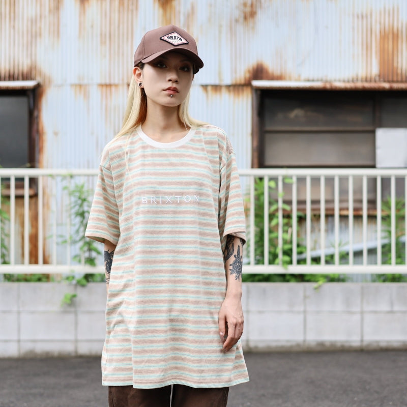 BRIXTON / HILT ALPHA LINE S/S KNIT (TWIG/WHITECAP/SEAFOAM)