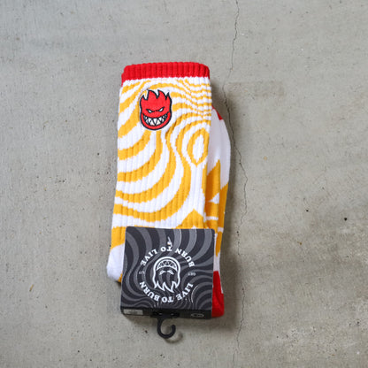 SPITFIRE / BIGHEAD FILL EMB SWIRL SOCKS (WHITE/GOLD/RED)