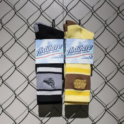 ANTIHERO / BLACK HERO OUTLINE SOCKS (CREAM/BROWN/GOLD)