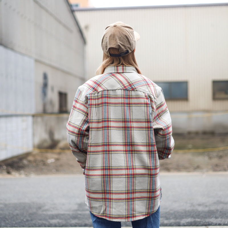 BRIXTON / BOWERY L/S FLANNEL SHIRT (WHITE SMOKE/YELLOW/CASA RED)