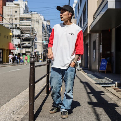 INDEPENDENT / O.G.B.C. 3/4 SLEEVE HENLEY TEE (OFF WHITE/RED)