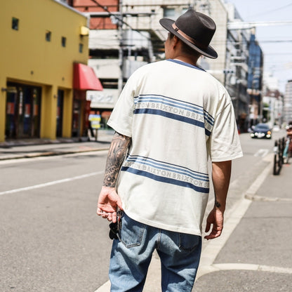 BRIXTON / HILT ALPHA LINE S/S KNIT (OFF WHITE/JOE BLUE)