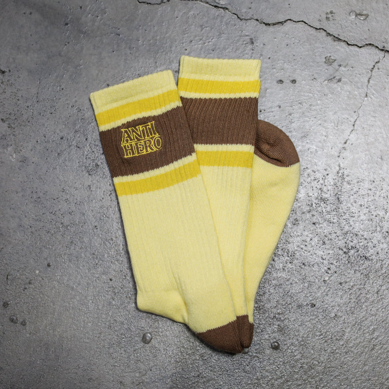 ANTIHERO / BLACK HERO OUTLINE SOCKS (CREAM/BROWN/GOLD)