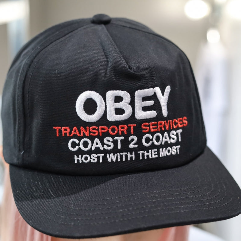 OBEY / OBEY TRANSPORT 5 PANEL SNAPBACK CAP (BLACK)