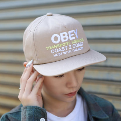 OBEY / OBEY TRANSPORT 5 PANEL SNAPBACK CAP (KHAKI)